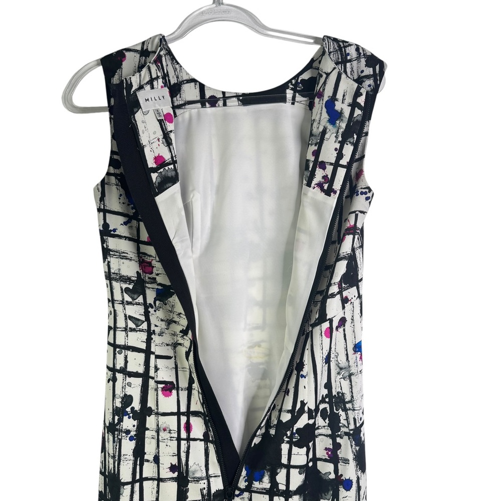Milly Paint Splatter Scribble Abstract Shift Dress Sleeveless Career Workwear 2 - Picture 7 of 16